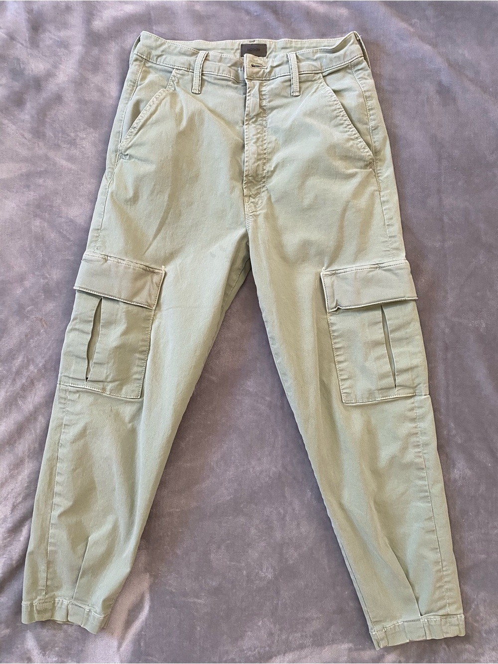 MOTHER The Catch All Cargo Ankle Pants Sage Green Size 26 Cotton EUC